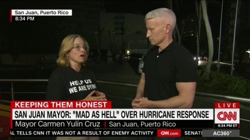 iamthegalaxychaser: swagintherain:  San Juan mayor wears shirt saying “HELP US WE ARE DYING”   I will reblog this everytime I see it on my dash omg 
