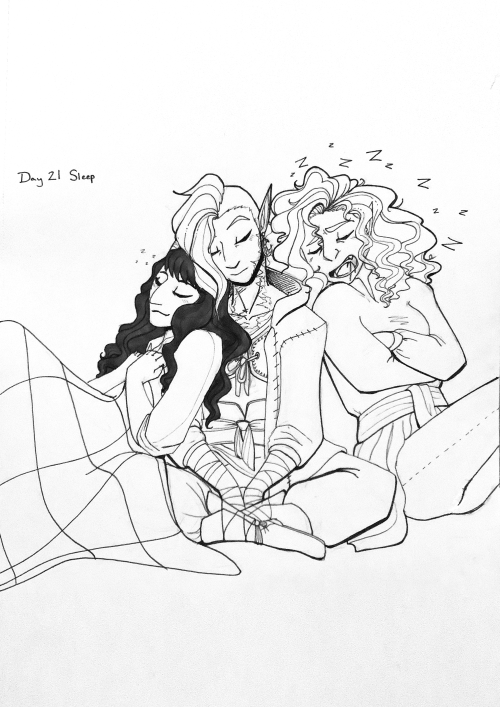 Inktober 2020 Day 21 SleepDnD girl pals sleeping together