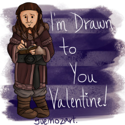 guemoza:  Today’s Valentine is precious Ori! You’re so beautiful he just has to sketch you! If you’ve missed any of the Thorin’s Company Valentines, click here! And come back tomorrow for more dwarf-y love! 