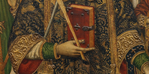 Tomás Giner - St. Vincent, Deacon and Martyr, with a Donor (c. 1462). Detail.