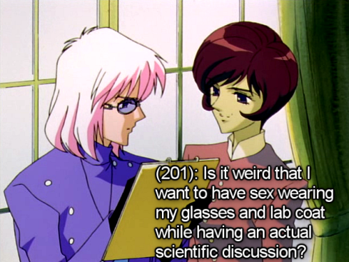 utena-tfln:[Image - Professor Nemuro talking to Tokiko.][Text - (201): Is it weird that I want to ha