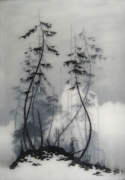 arpeggia:  Drawings using graphite, tape, and resin by Brooks Shane Salzwedel Click