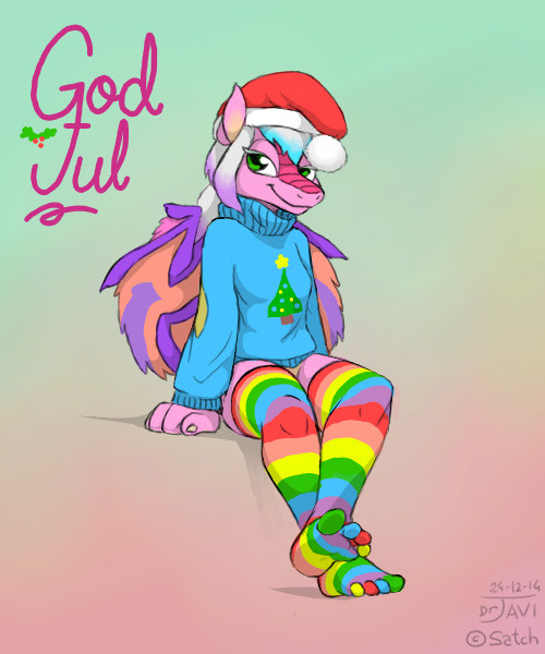 drjavi:  I don’t think you understand how freaking much I love rainbow-striped thigh-high toe-socks.Or how freaking much I love Satch. Merry Solstice, everyone.  owo Cuuuute! ^w^