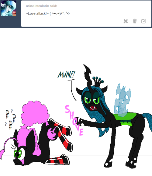 darkfiretaimatsu:  Your love is wasted on this oblivious creature. Give it directly to me. Hungry bugponies are unusually strong and unpredictable when you’re between them and the things they eat, it turns out~  >w<
