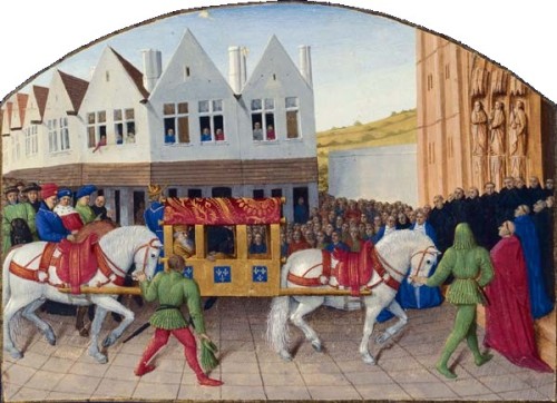 The Entry of Holy Roman Emperor Charles IV to Saint-Denis on a horse litter 