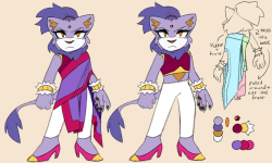 bbgatile:  i was gonna draw more doodles to go with this but i got lazy and never got around to it so fuck it, here’s just the ref of my blaze redesignshe’s a lion now, and her outfit is mostly inspired by sarees, with adjustments made to 1) still