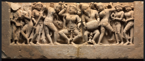 Frieze with Dancer and Musicians, c. 973, Rajasthan, Sikar, Harshagiri, 10th century.