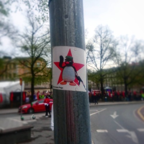 Anarchist and antifascist stickers seen around Stockholm