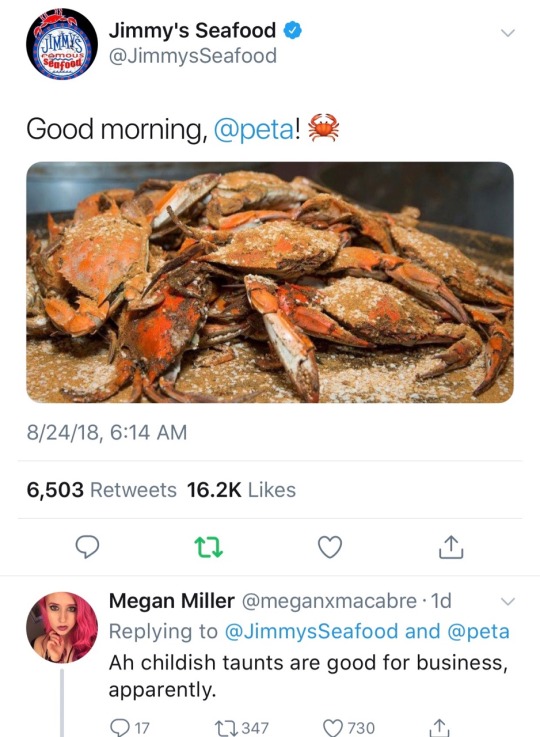 ouma-against-dickheads:  star-the-weeb:  bitchy-musume: starkillerrx:  c-bassmeow:  Omg …..  I can’t believe Jimmy’s Seafood murdered PETA   WHY IS EVERYONE GETTING ROASTED THIS YEAR  ROASTY ROASTY ROAST  Damn they got roasted like those crabs(yes