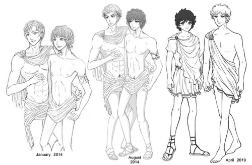 Character design development throughout the years ahhahahah