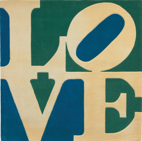 nobrashfestivity:Robert Indiana, Chosen LoveSkein dyed, hand carved and hand tufted archival New Zea