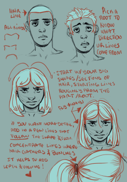 naomifranq:I jotted down for a friend of mine some tips and notes on how I approach drawing hair, and things I keep in mind while doing so, and thought I’d share. There are loads of other ways to do it, and the learning never stops, so I hope this helps!