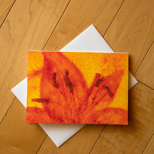 Fine Art Colorful Abstract Lily flower Blank Greeting Card w/envelope, All Occasion Note Card - 5&qu