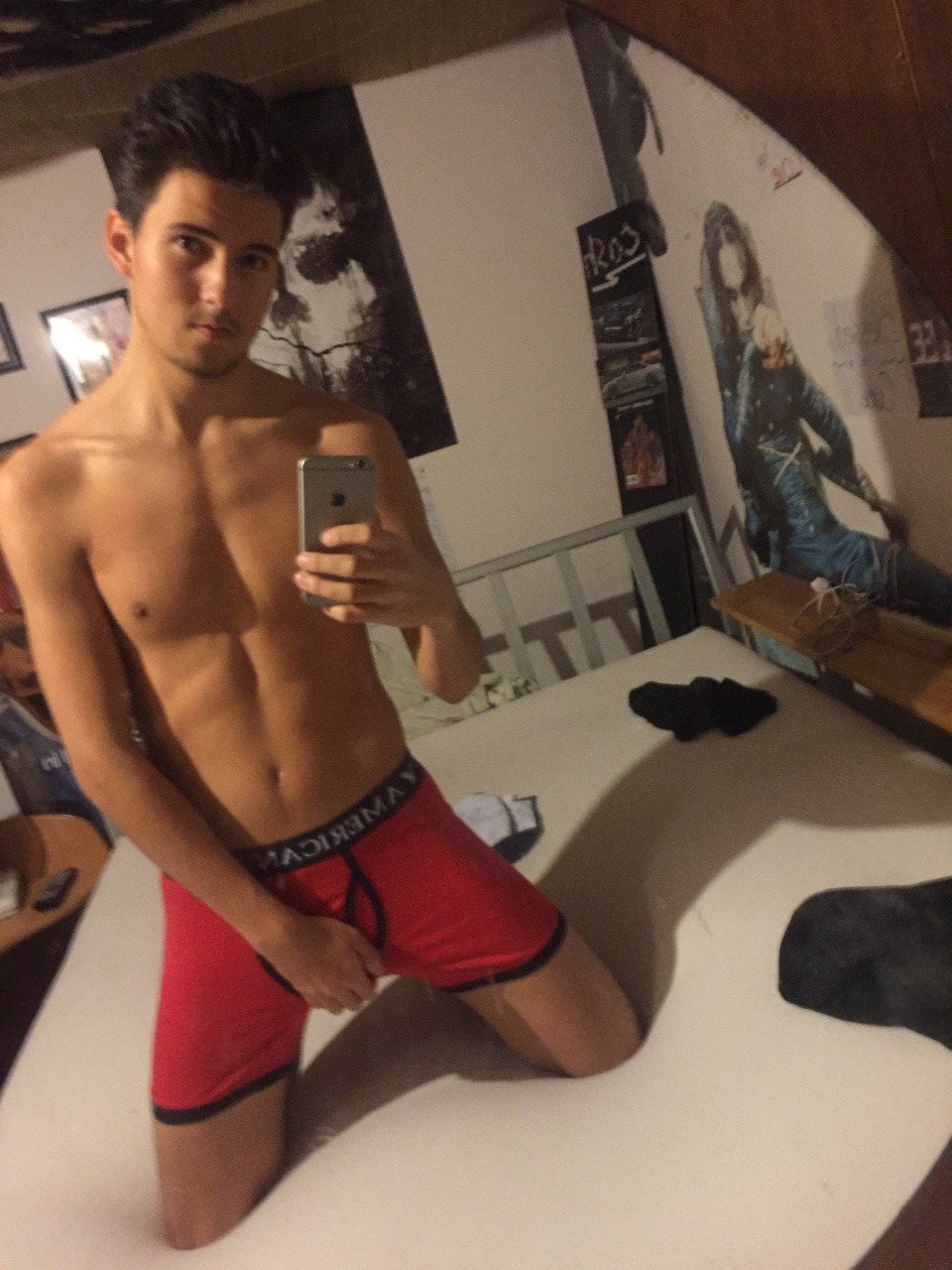 waistbandboy:  My Canadian friend Thomas, looking cute in his red American Eagle