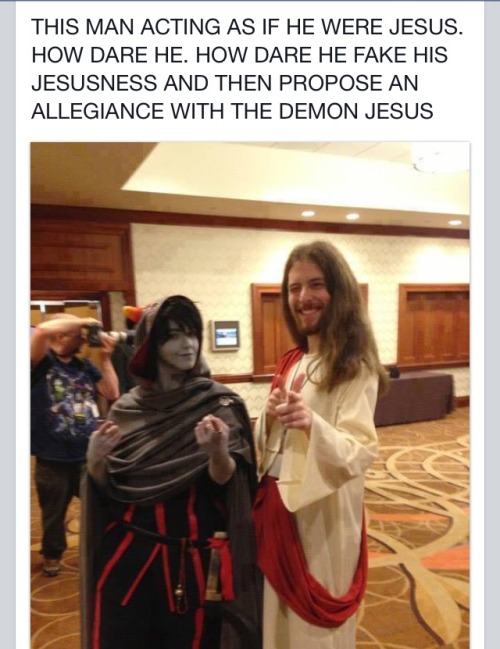 chairman-miaow:kidneysavvy:I found this posted on a Christian page…True story, Demon Jesus is