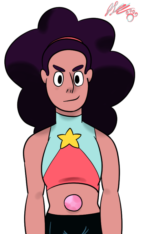 I drew Stevonnie with some battle tights, and a big poofy ponytail.