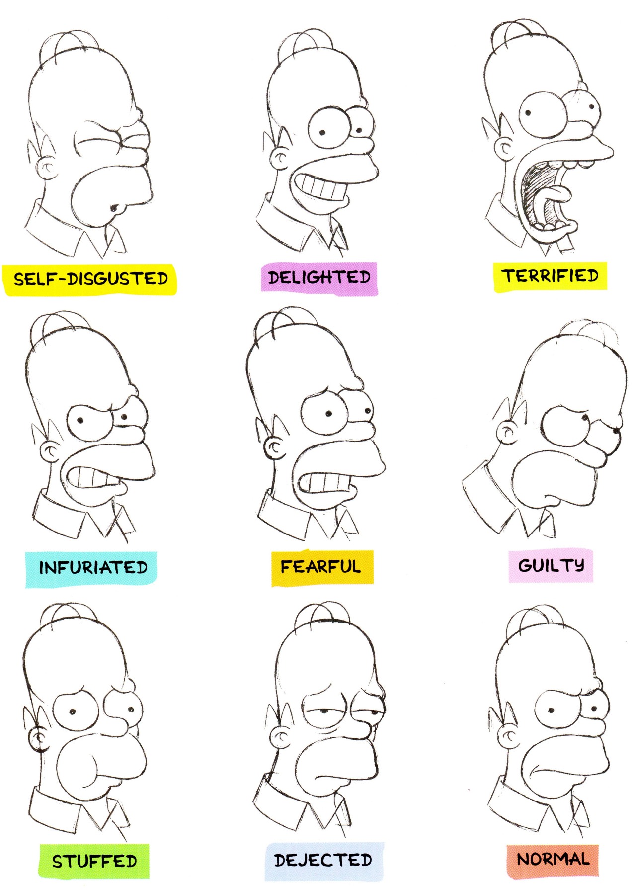 thecomicsvault:  HOMER &amp; BART EXPRESSION REFERENCE SHEETSBy Bill Morrison