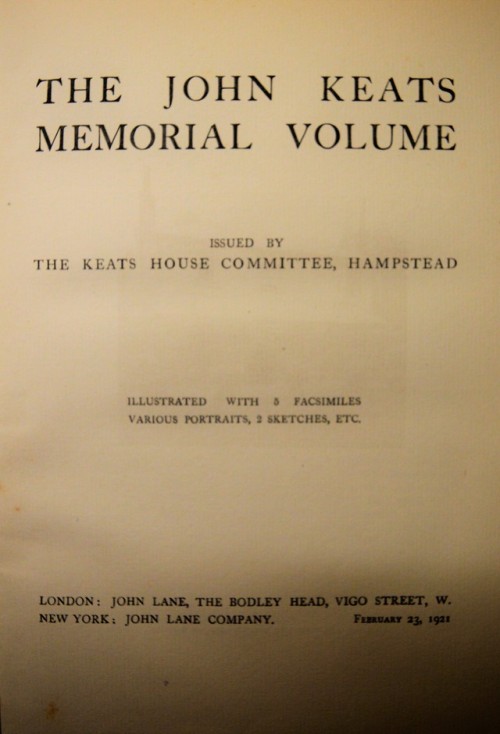 coffee-and-cinema:My very own copy of: The John Keats Memorial Volume - 1921