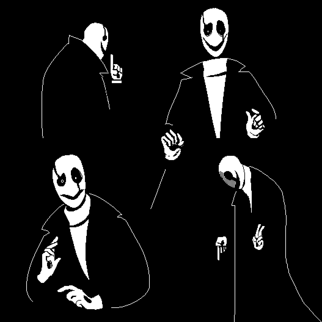 even-the-dog-is-a-bomb:  some pixel gasters p2 because i can never just draw one