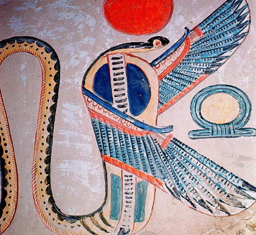 Relief of the cobra-goddess Meretseger, wall painting detail from the tomb of Amun-her-khepeshef (QV