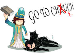 morbidcuboid:  Miitopia is a wonderful experience: here we see a cleric punishing an imp for his crimes.(Do not repost without permission)