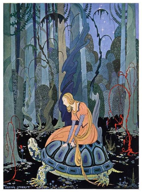 “They were three months passing through the forest.”  Color process illustration by Virginia Frances