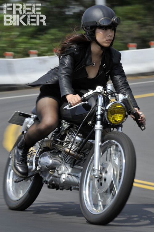 Pantyhose biker girl