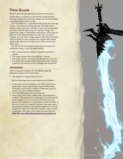 5theditionhomebrewing:People were saying I should make some Magic Items. This was one of my first po