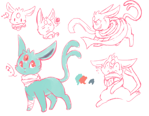 Friends asked about an eeveelution pokesona, have an insecure little shiny espeon (mint edition beca