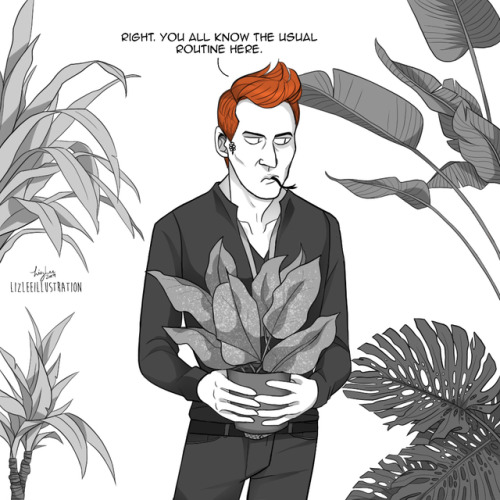 lizleeillustration: …Crowley tries being nice to his plants. (This took forever… and w