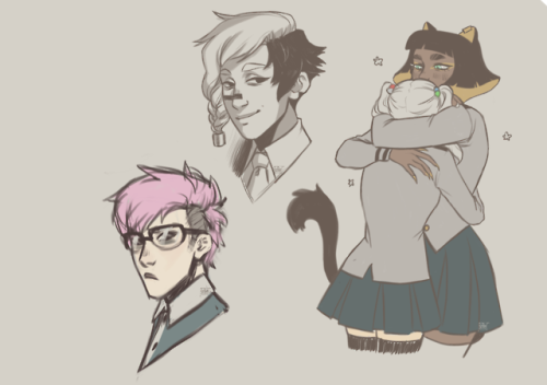 Some oc sketches-Detroit Become Human AU (my oc Lev, his ex and @pheeamms‘ oc Benny) + Jae, my skate