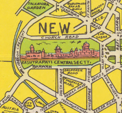 Today’s map is of Delhi, India, published in 1975. It is marketed as a road map for tourists, motori