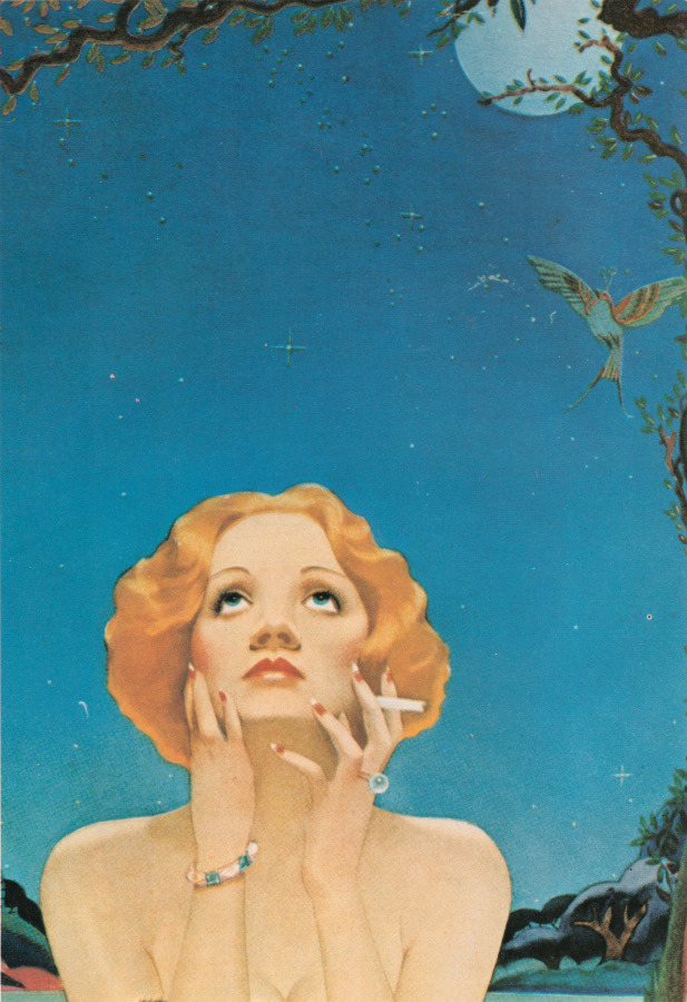 Art Deco Dietrich, painted for the Paramount Studios yearbook 1931. From Vargas,