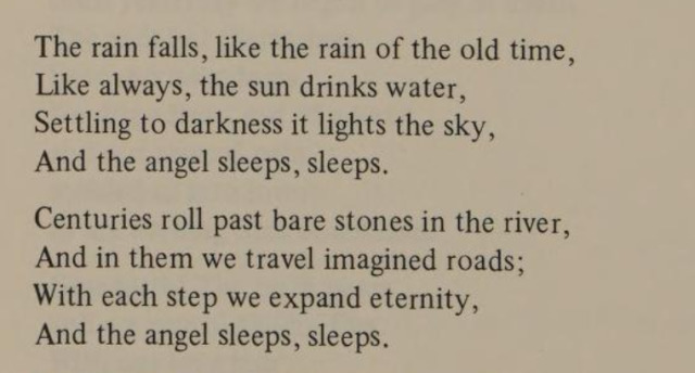 Jovan Strezovski, from Sleeping Angel; Reading the Ashes: An Anthology of the Poetry of Modern Macedonia (ed. by Milne Holton & Graham W. Reid) #jovan strezovski#macedonian literature#poetry#literature