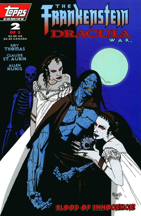 thebristolboard: Covers by Mike Mignola from The Frankenstein Dracula War, published by Topps Comics