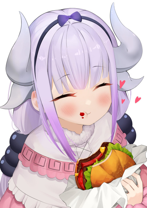 planet&ndash;anime: Kanna enjoys a burger. [Kobayashi-san Chi no Maidragon] Awwwwww she&rsqu