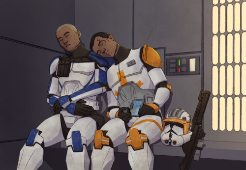 three-fold-symmetry:They deserve some rest.I imagine Ahsoka and Fives just off camera. Taking pictur