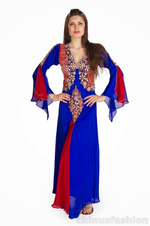 Atara Royal Blue And Red Chiffon Kaftan Looking for a gorgeous traditional alternative to modern sty