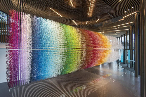 itscolossal:168,000 Numbers Suspended From the Ceiling in Color-Coded Installation by Emmanuelle Mou