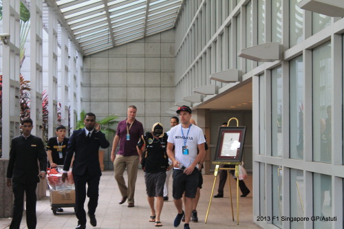 Kimi Raikkonen Leaves the hotel to paddock during 2013 Singapore GP