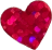 sticker of a small magenta heart, similar to the one above it. the shiny foil finish gives it a bluish hue in spots.