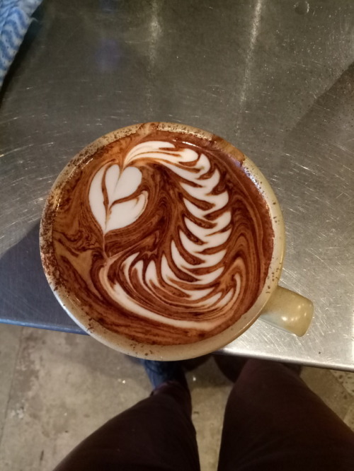 psychedelictrashbag:  Just in case anyone thinks i dont know what im talking about, this is the standard of coffee i make erryday!!  Ive been a barista for like 4 years now, and its literally my life. Now i get to teach other people how to make it too!!