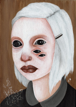 funnyskullgrin:  Elissa acrylic on canvas panel, 5x7 