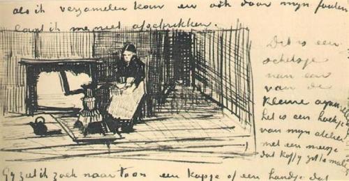 vincentvangogh-art:  Girl near the Stove, Grinding Coffee 1882 Vincent van Gogh
