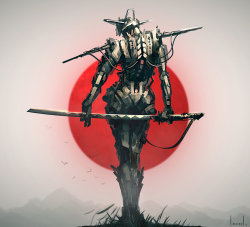 mindingmymonsters:Cyborg Samurai by blee-d