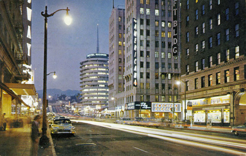 American Airlines Building, Taft Building and Capitol Records along Hollywood and Vine,  Los Angeles