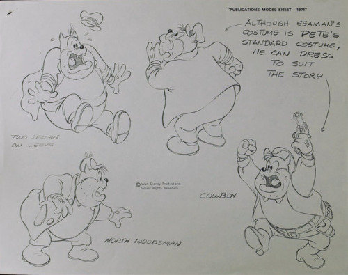 More model sheets from the 1971 Disney Publications stack. Villains this time–Peg Leg Pete, the Beag