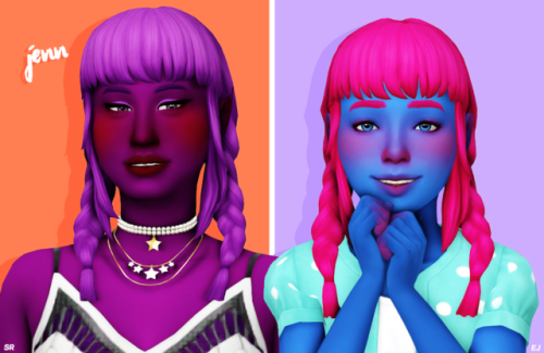 berryconfetti: Recolours of @imvikai‘s Jenn hair for adults and @naevys-sims’ kids conve