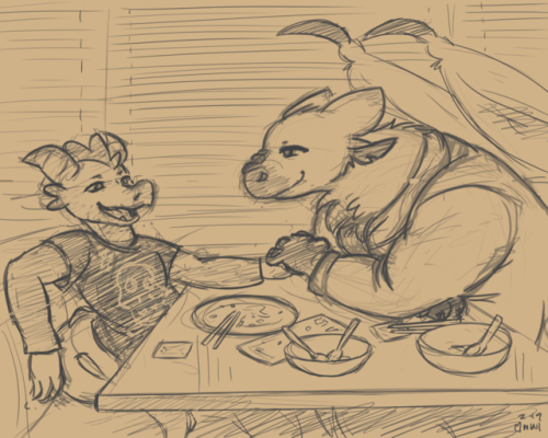 Miles on dates with Jel and Davfloofgrotto.net/minidragonart/blog/2019/02/date-nights/