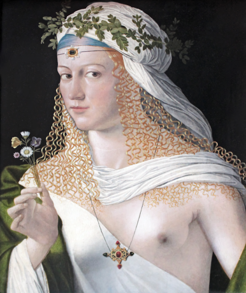 Bartolomeo Veneto - Idealized Portrait of a Courtesan as Flora - c.1520 - via Wikimedia